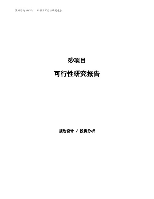 砂项目可行性研究报告模板及范文