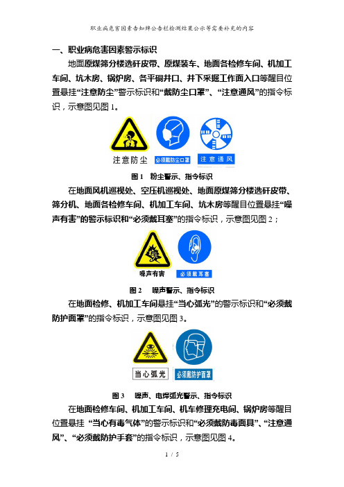 职业病危害因素告知牌公告栏检测结果公示等需要补充的内容