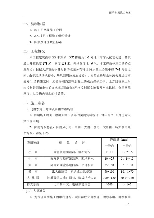 天津雨季专项施工方案