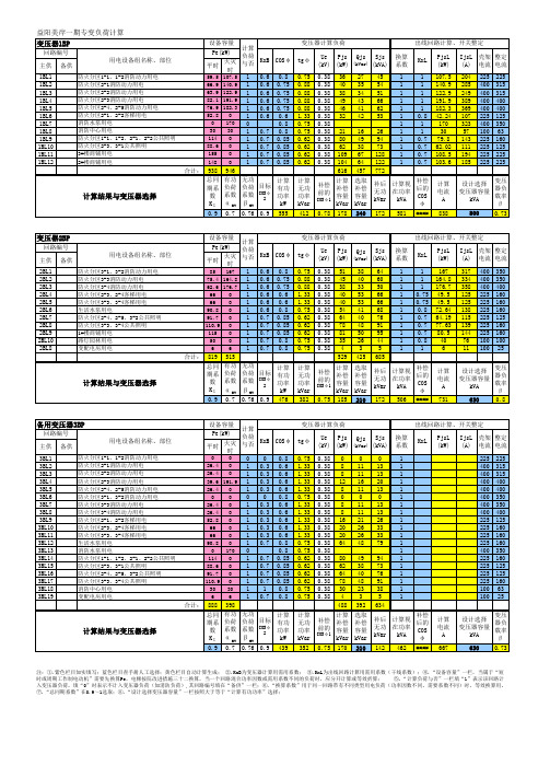 专变负荷计算表