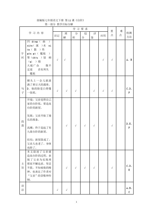 七年级语文11课 台阶教案