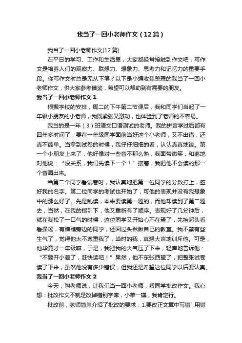 我当了一回小老师作文（12篇）