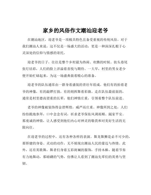 家乡的风俗作文潮汕迎老爷