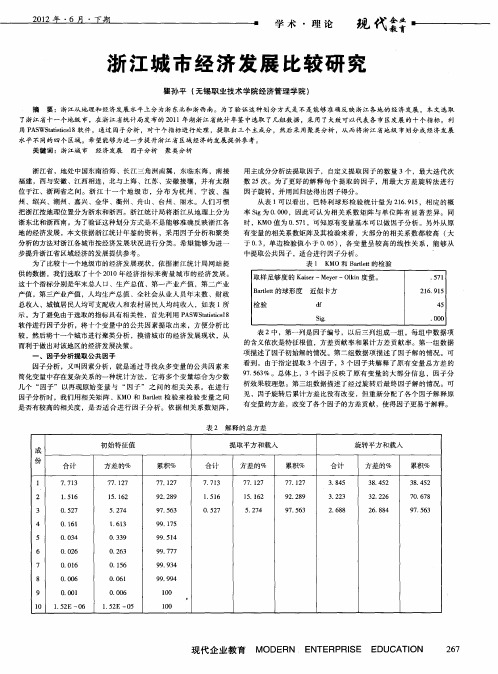 浙江城市经济发展比较研究