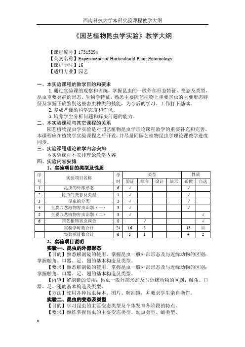 园艺植物昆虫学教学大纲