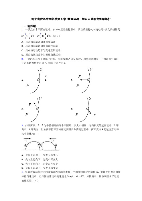 河北省武邑中学化学第五章 抛体运动  知识点总结含答案解析