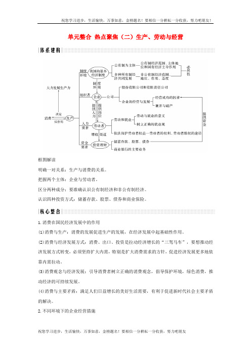 2020版高考政治经济生活单元整合热点聚焦(二)生产、劳动与经营