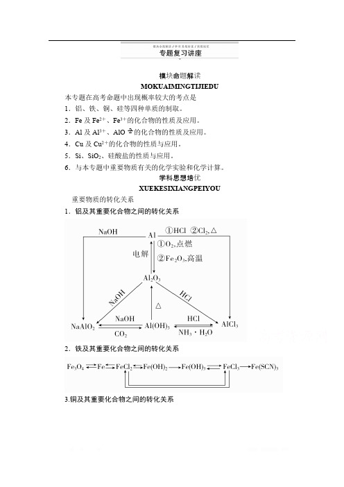 2019-2020学年高中苏教版化学必修1学案：专题3 专题复习讲座 