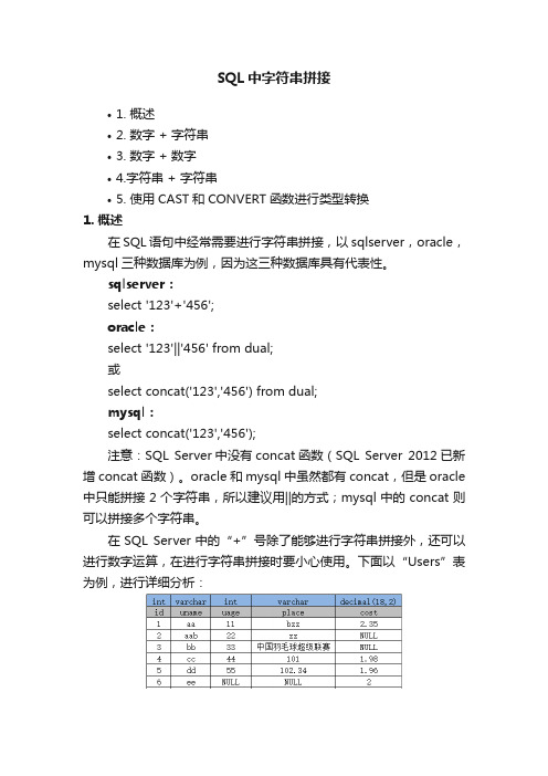 SQL中字符串拼接