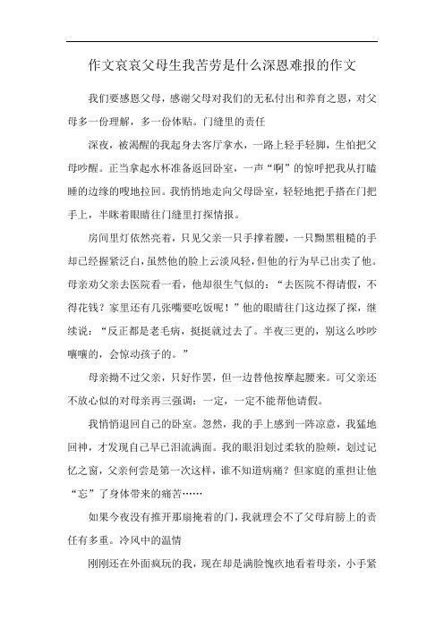 作文哀哀父母生我苦劳是什么深恩难报的作文