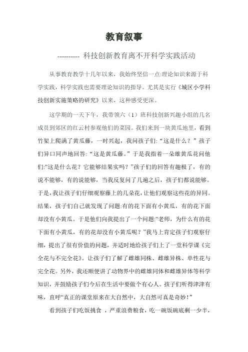 科技创新教育叙事故事