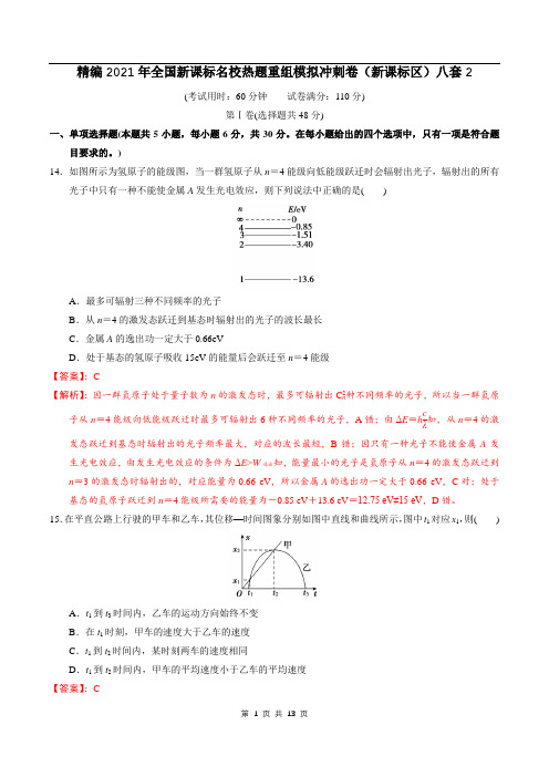 试卷02-2021年全国新课标名校热题重组模拟冲刺八套卷(新课标)(解析版)