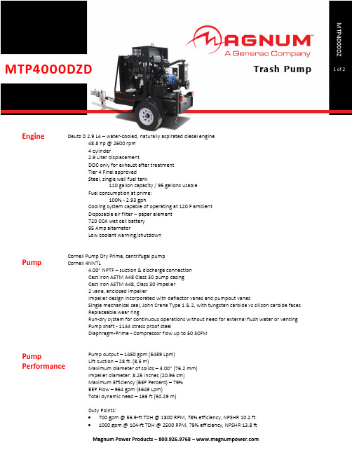 Magnum Power Products MTP4000DZ D 产品说明书