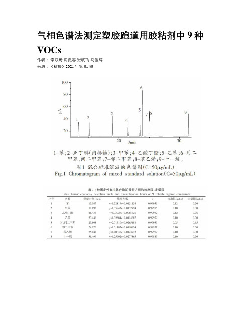 气相色谱法测定塑胶跑道用胶粘剂中9种VOCs