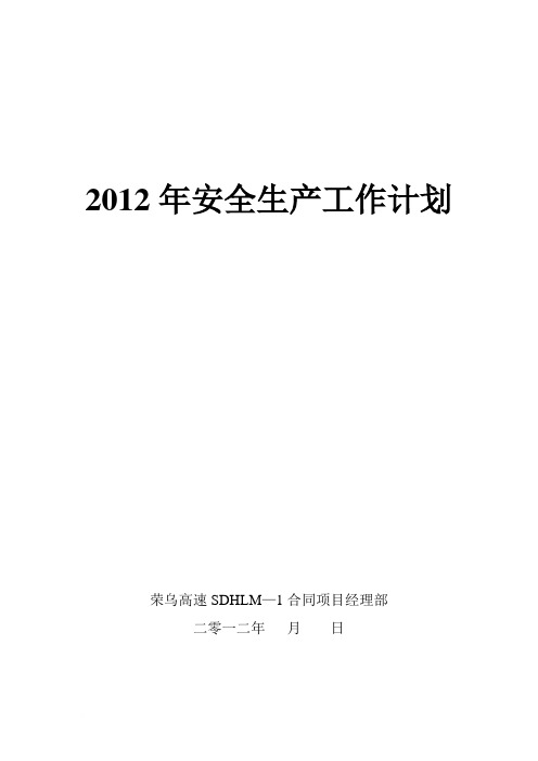 2012年安全生产工作计划