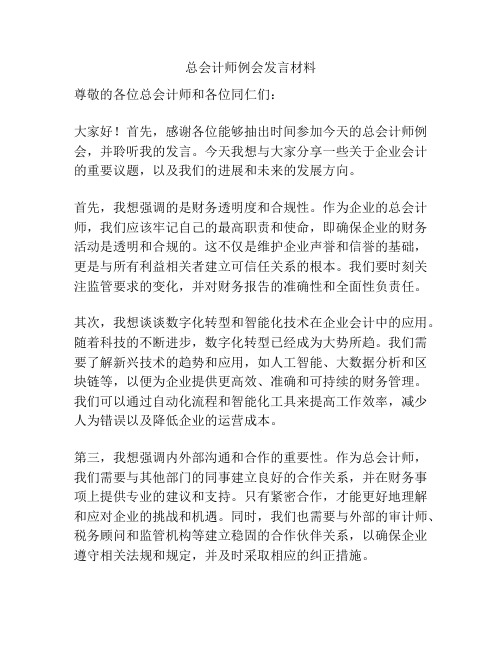 总会计师例会发言材料