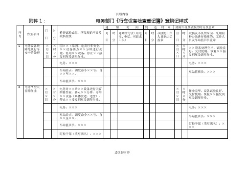 电务部门《行车设备检查登记簿》登记格式1