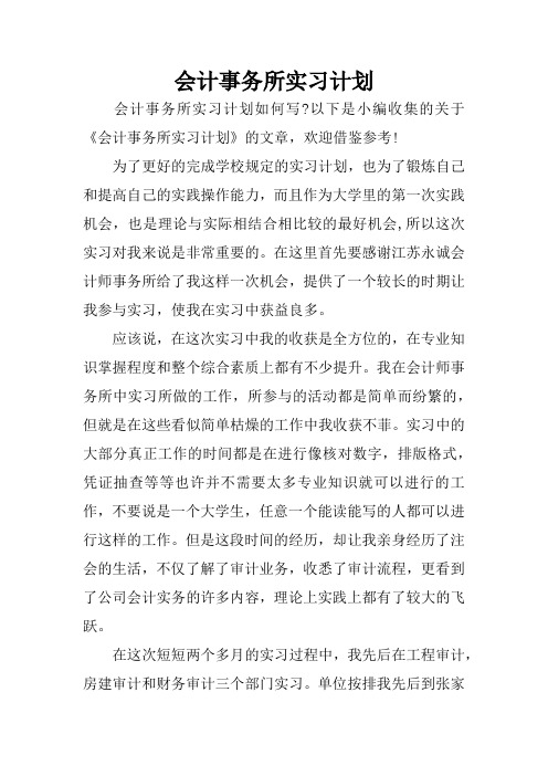 会计事务所实习计划