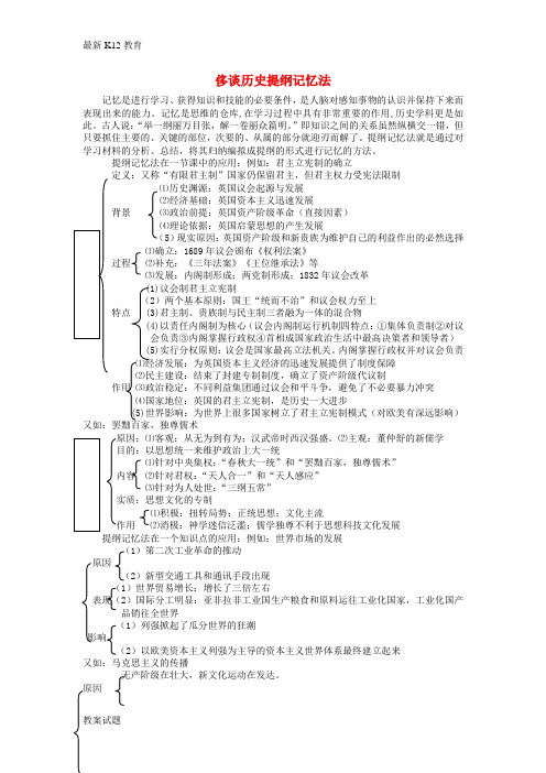 【配套K12】江西省高中历史 巧记系列7 侈谈历史提纲素材