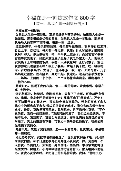 幸福作文之幸福在那一刻绽放作文800字