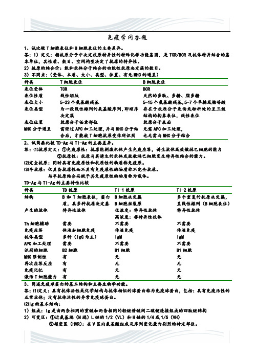 免疫学问答题