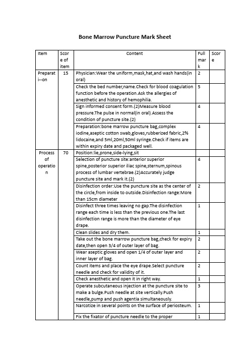 1-7骨髓穿刺评分表(最终版)
