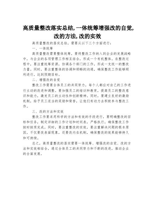 高质量整改落实总结-一体统筹增强改的自觉-改的方法-改的实效