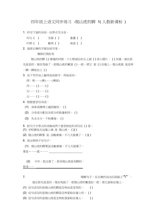 四年级上语文同步练习-爬山虎的脚1-人教新课标