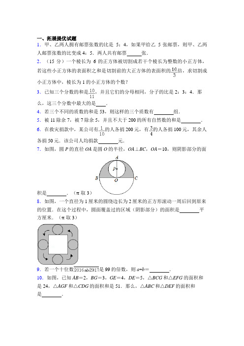 苏教版小学六年级奥数题及答案(可直接打印) 图文百度文库