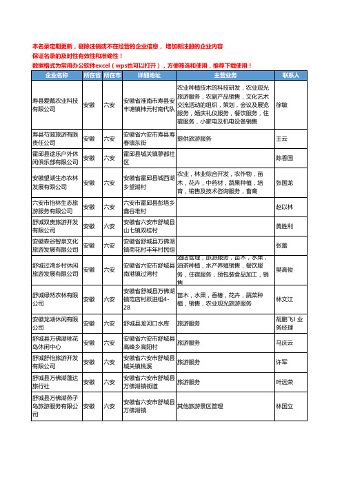 2020新版安徽省六安旅游服务工商企业公司名录名单黄页联系方式大全55家