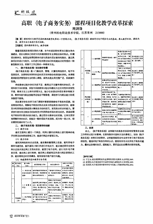 高职《电子商务实务》课程项目化教学改革探索