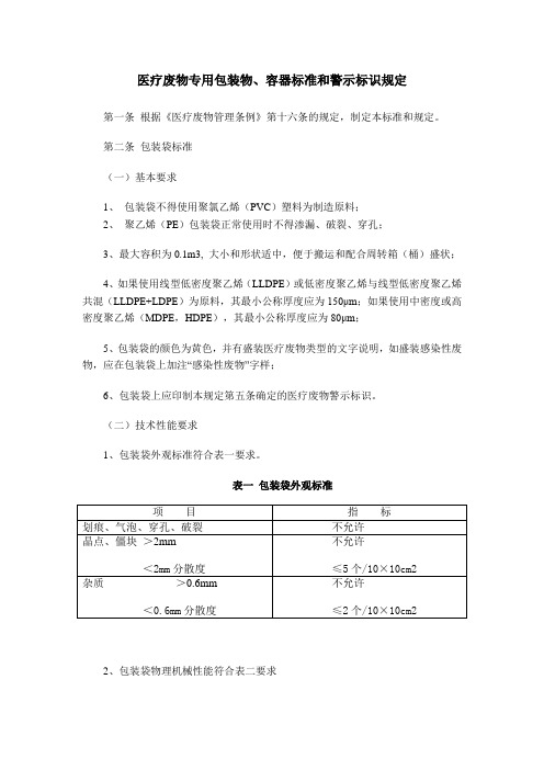 医疗废物专用包装物、容器标准和警示标识规定