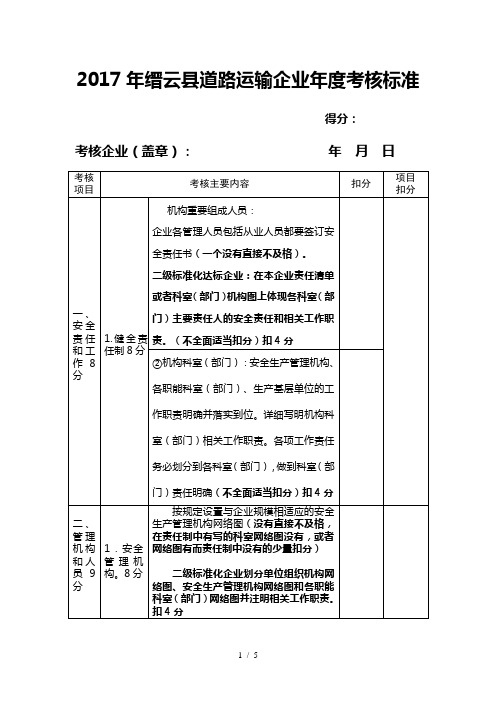 2017年道路运输企业年度考核