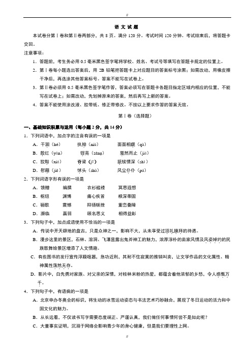 2020届山东省淄博市淄川区中考一模语文试卷(word版,有答案)(已审阅)