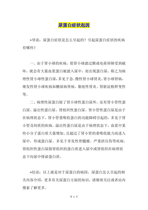 尿蛋白症状起因