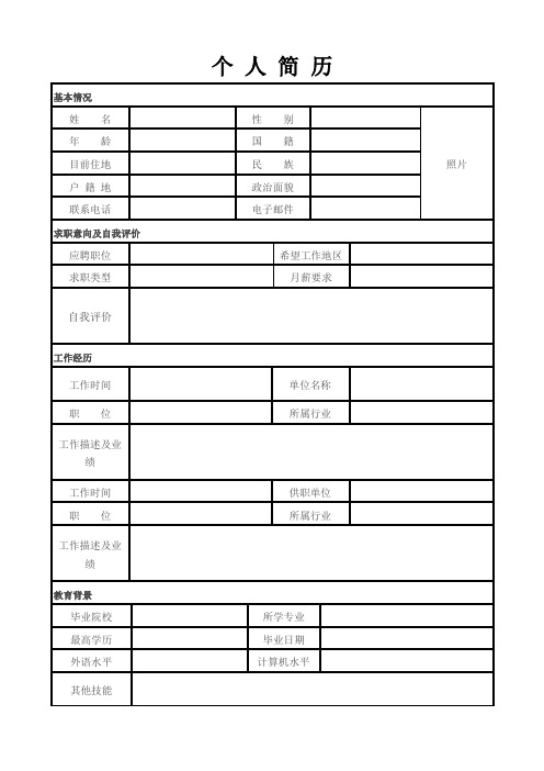 个人空白简历标准表(3)