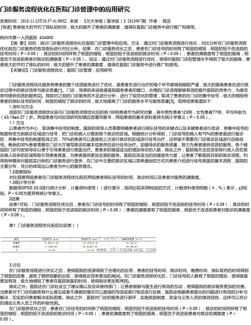 门诊服务流程优化在医院门诊管理中的应用研究