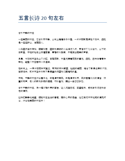 五言长诗20句左右