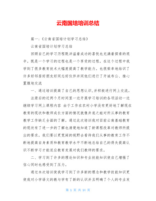 云南国培培训总结