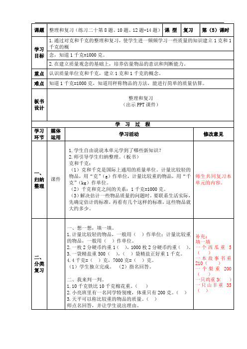 第五课时：克和千克