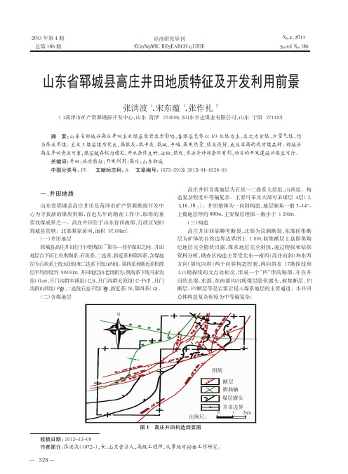 山东省郓城县高庄井田地质特征及开发利用前景张洪波