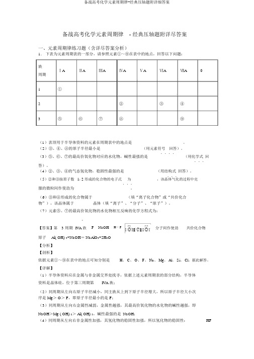 备战高考化学元素周期律-经典压轴题附详细答案