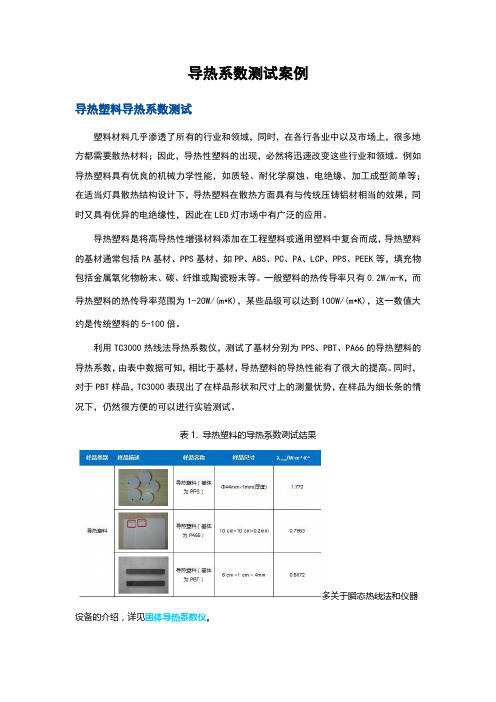 导热塑料导热系数的测量