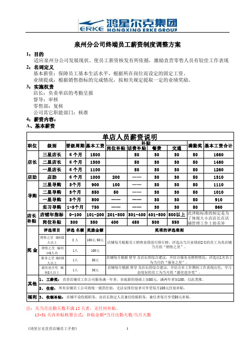 终端薪资制度调整方案—091118