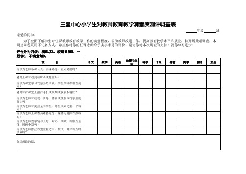 学生对教师教育教学满意度测评调查表