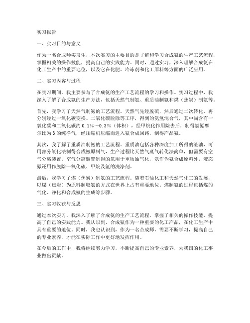 合成师实习报告