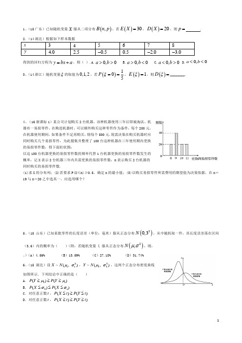 高中数学统计与概率习题精选