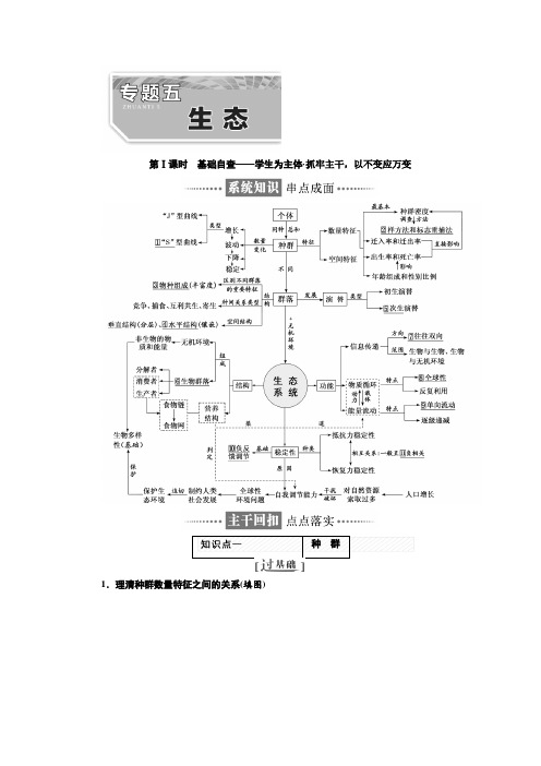 2018年高考生物通用版酷练二轮专题复习讲义：专题五 生态 Word版含答案