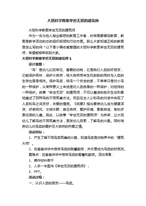 大班科学教案举世无双的建筑师