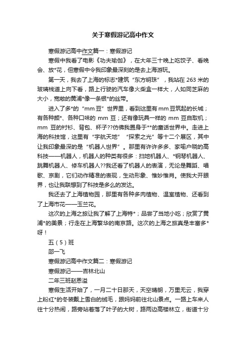 关于寒假游记高中作文